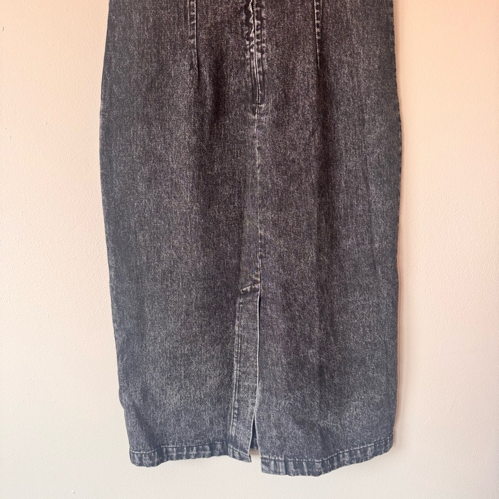 Sage The Label Black Denim Midi Dress Sleeveless Sheath Back Slit Size Small NWT - Picture 8 of 16